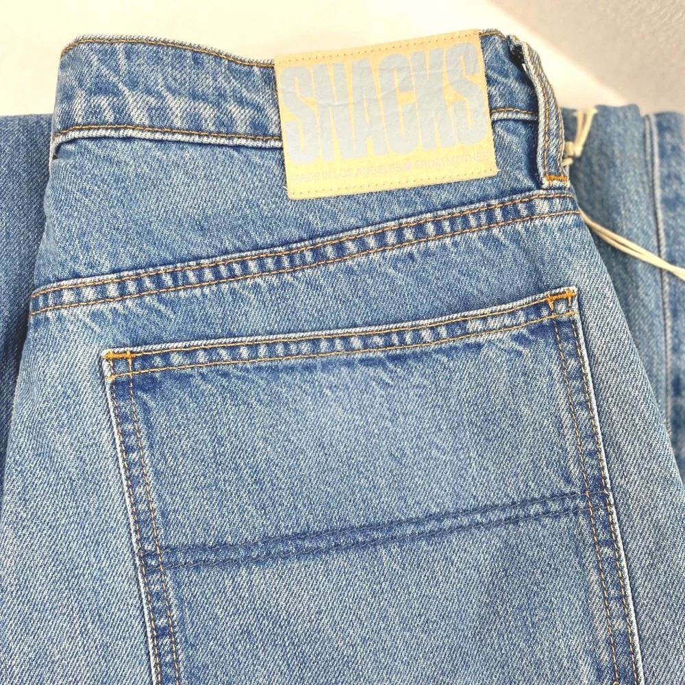 Mother Snacks Wide Leg Jeans Womens 26‎ High Waist Fun Dip Utility Puddle Wash